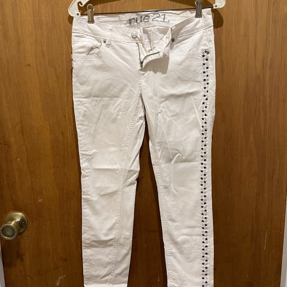 White jegging capris